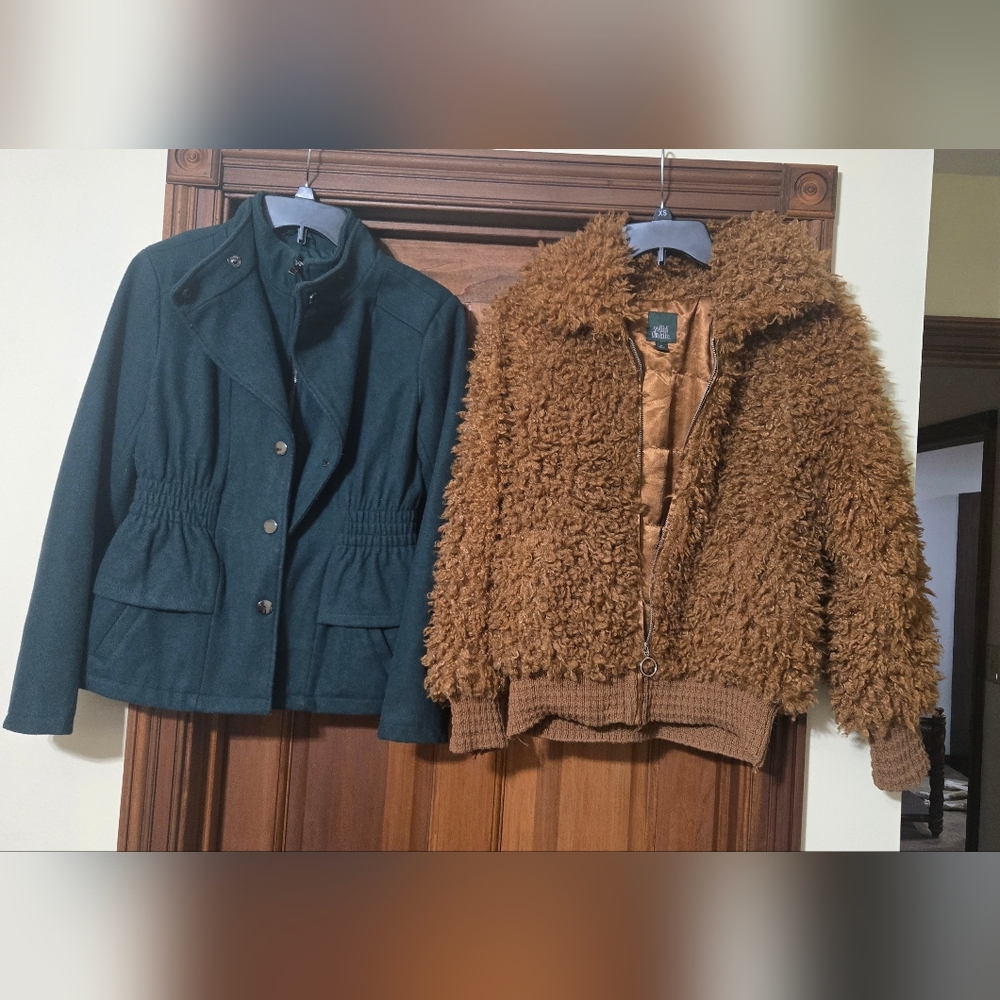 Women's Teal Jacket & Brown Faux Fur Teddy Jacket